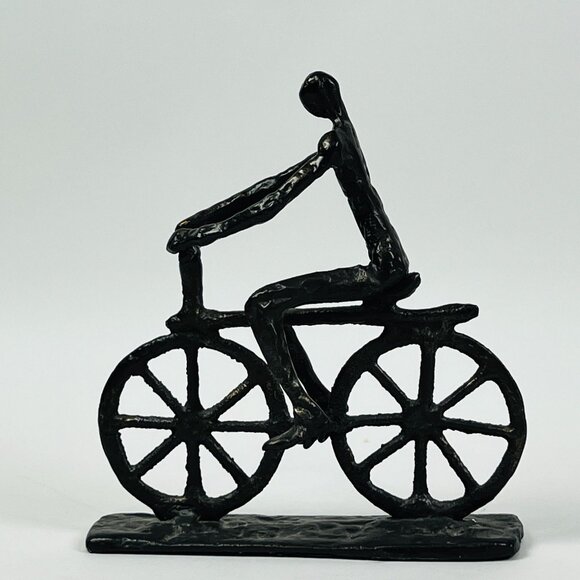 Handmade Metal Cyclist Sculpture - Picture 1 of 7